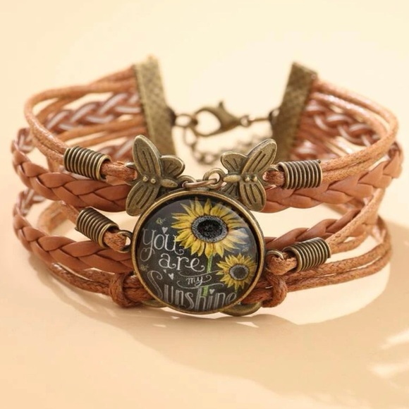 Sunflower pattern round decore You Are My Sunshine printed - Picture 2 of 4